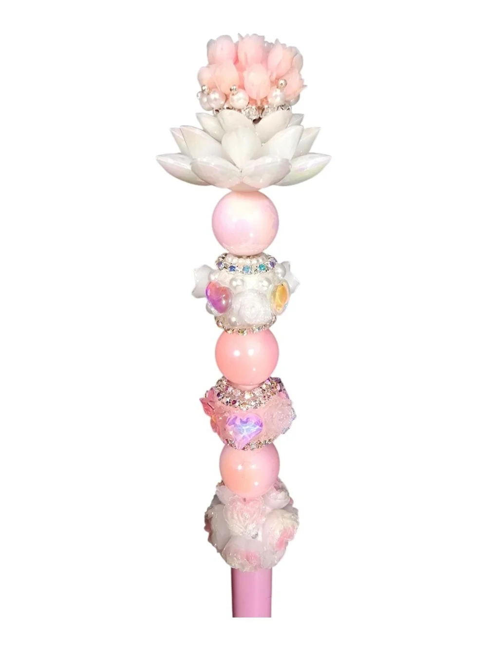 Delicate Pink Beaded Decorative Pen - Home Office Stationery
